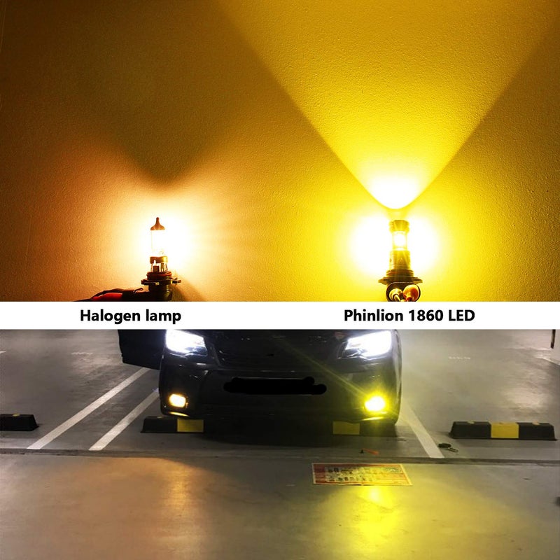 PHINLION 3800 Lumens 5202 5201 LED Yellow Fog Light Bulbs Super Bright CSP 12085 12086 PS24W LED DRL Bulb Replacement for Car Truck Fog Lights Lamps, 3000K Golden Yellow - Image 5